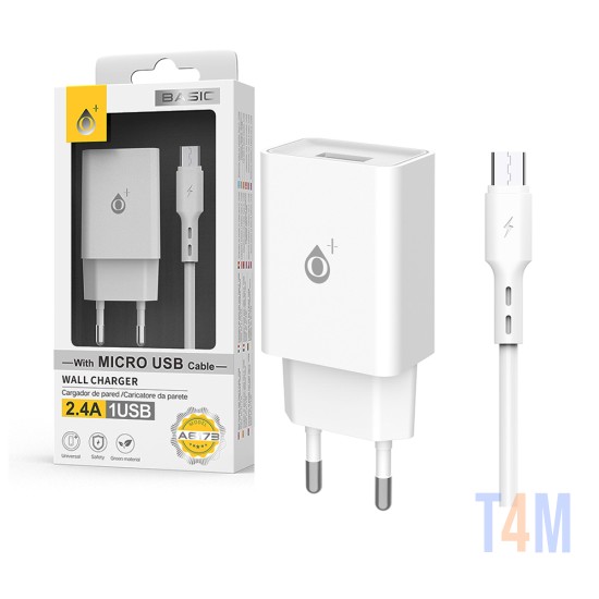 OnePlus EU Wall Charger A6173 with Micro USB cable 1 USB 5V/2.4A White